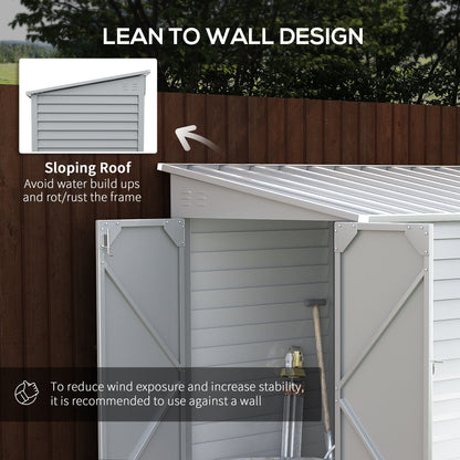 4.6' x 9' Steel Outdoor Storage Shed, with Foundation Kit, Lockable Doors and Gloves, White