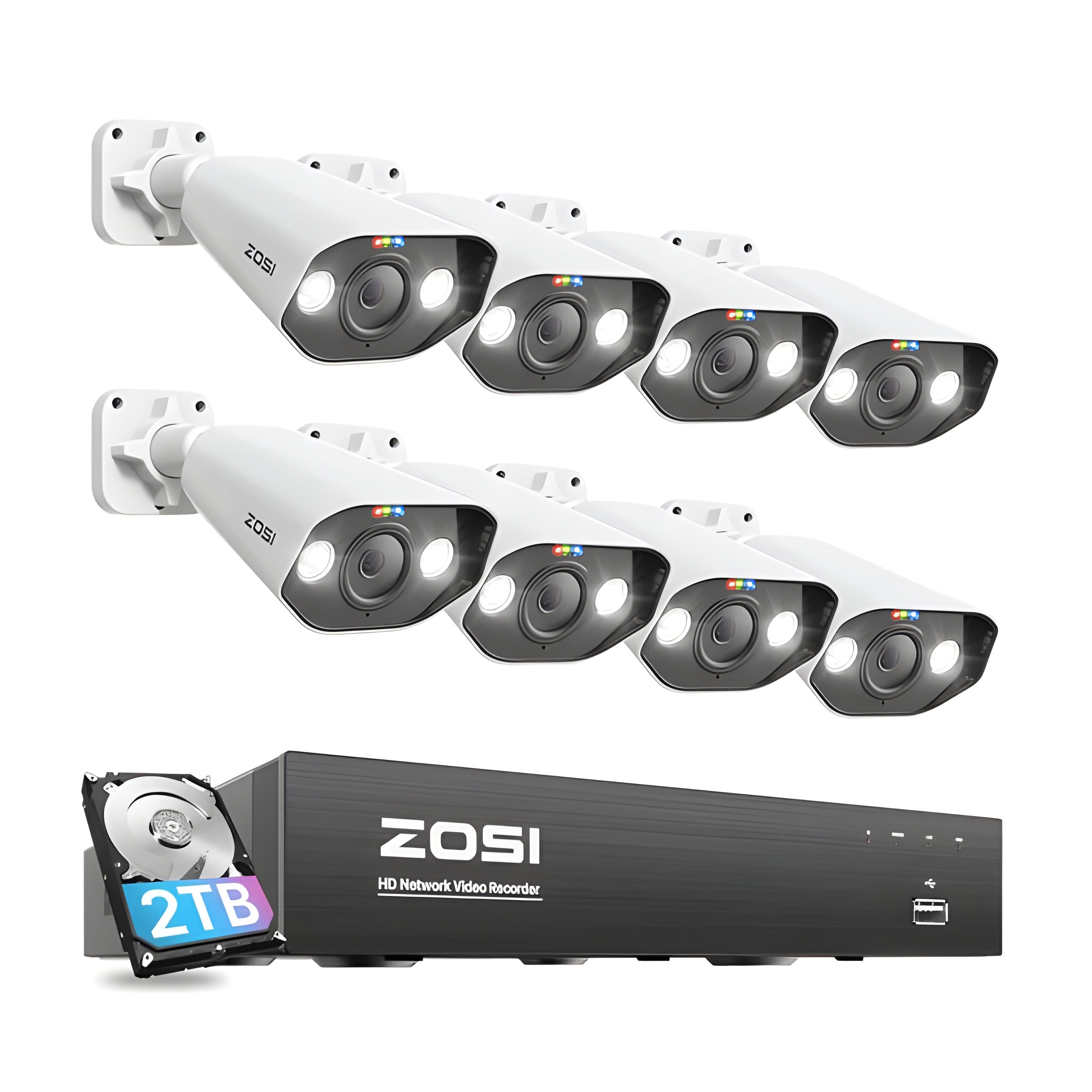 Zosi C182 4K 8 Channel Starlight PoE Camera System + 2TB Hard Drive - ZOSI2