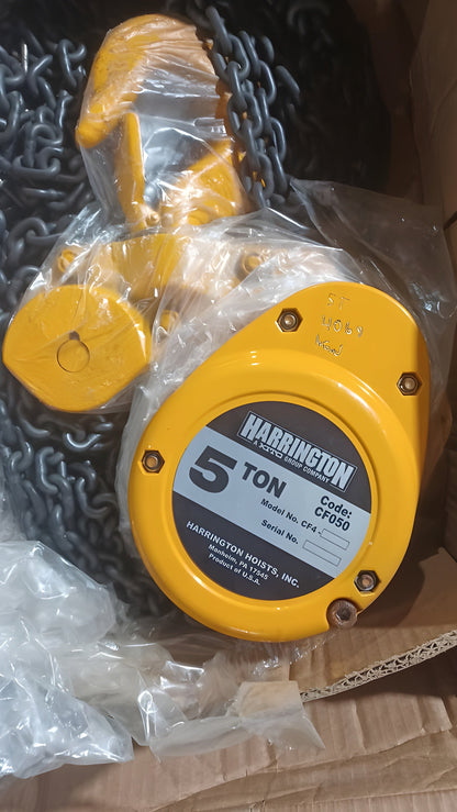 Harrington CF050-20 Hand Chain Hoist with 5 Ton Lift Capacity & 20FT Chain Chain Fall - New Surplus -  Harrington CF050-20 New