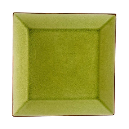 CAC China Square Plate Golden Green 10" Case of 12 Pcs - 6-S16-G