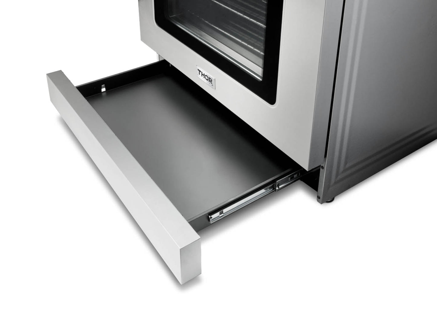 Thor Kitchen 5-Piece Appliance Package - 36-Inch Propane Gas Range, Tilt Panel, Refrigerator with Water Dispenser, Wall Mount Hood, Dishwasher, & Microwave Drawer in Stainless Steel - APW5-TRG36B-LP
