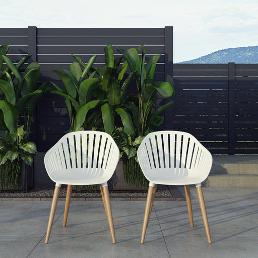 Midtown Concept Cannes White Eucalyptus Outdoor Dining Chair - 4PC - SC CANNES GR PAR