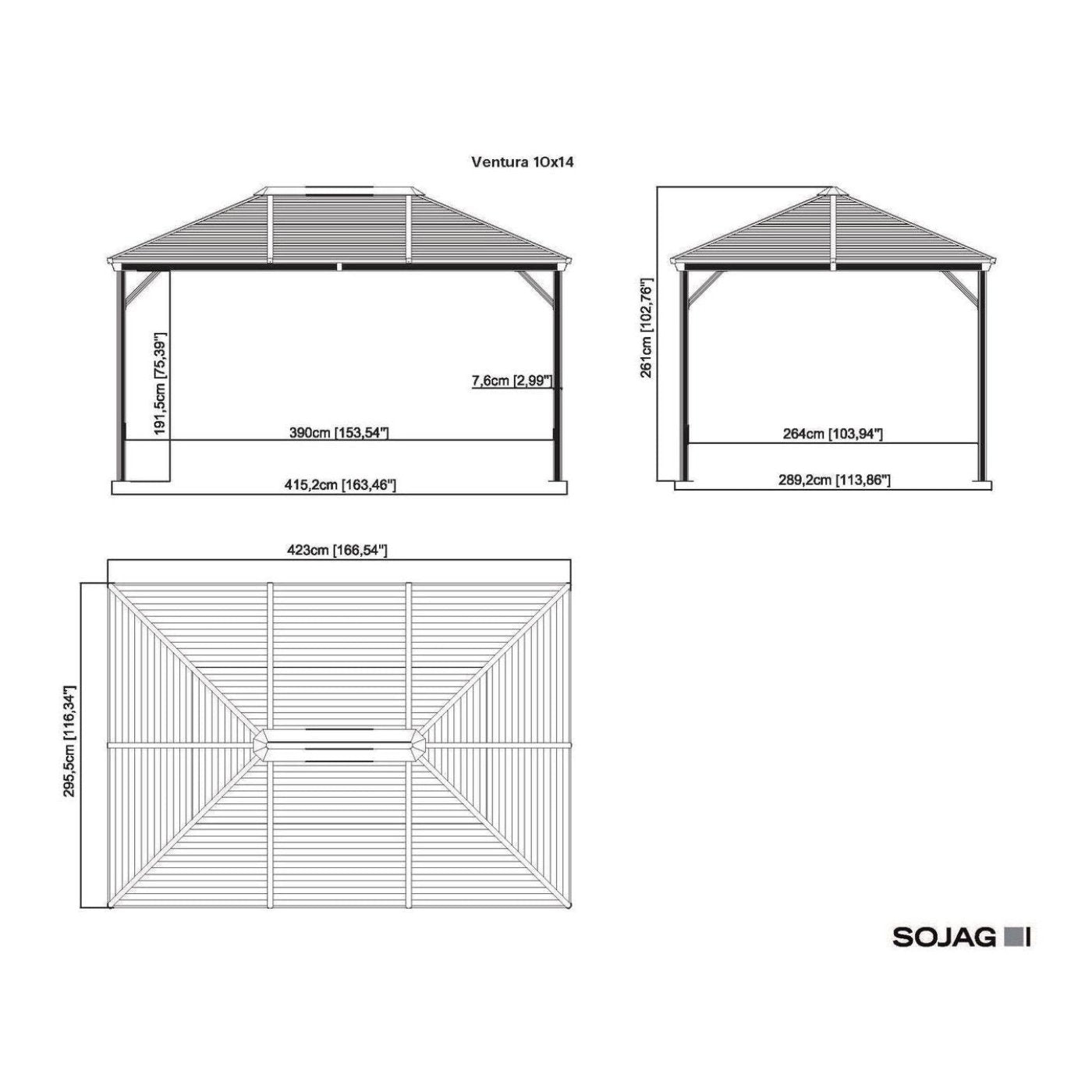 Sojag™ VENTURA II #93D Gazebo Steel Roof