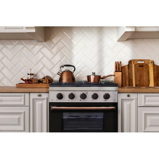Kucht Professional 30" 4.2 cu ft. Propane Gas Range in Black with Rose Gold Accents, KNG301/LP-K-ROSE - KNG301/LP-K-ROSE