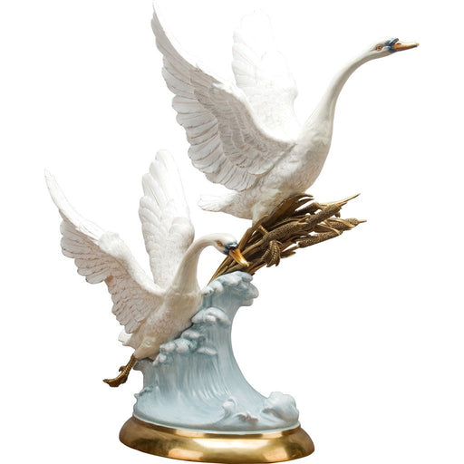 Lovecup Double Flying Swan Porcelain Figurine L313 - 39255739072610