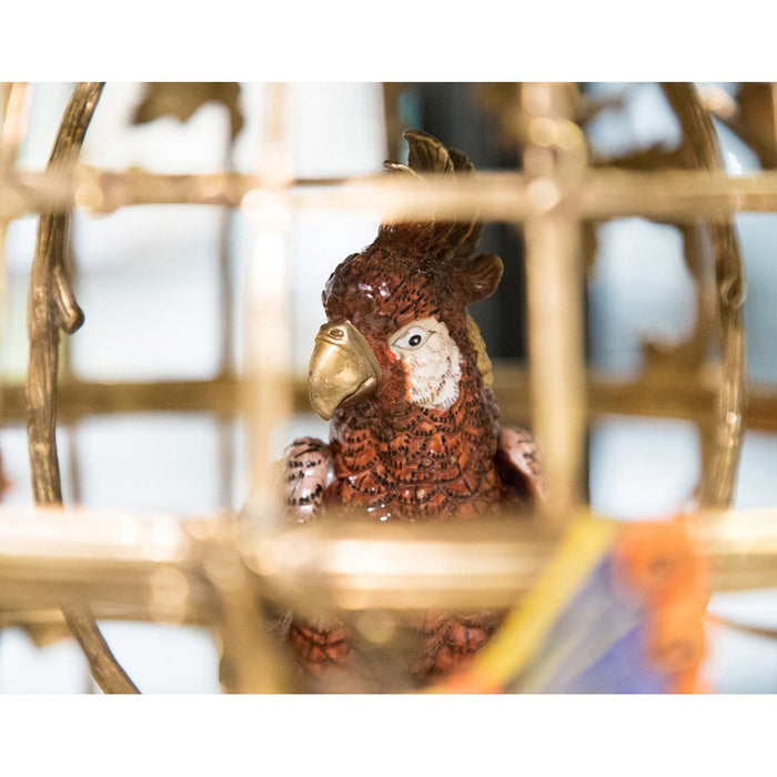 Lovecup Bronze Bird Cage Vase with Parrot L338 - 14595097034850