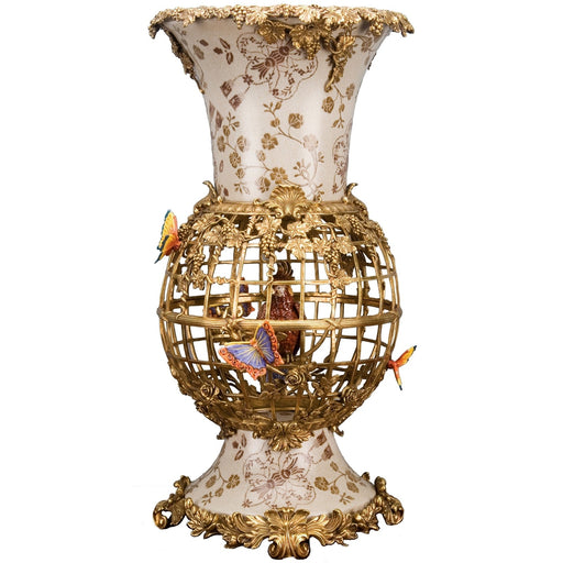 Lovecup Bronze Bird Cage Vase with Parrot L338 - 14595097034850