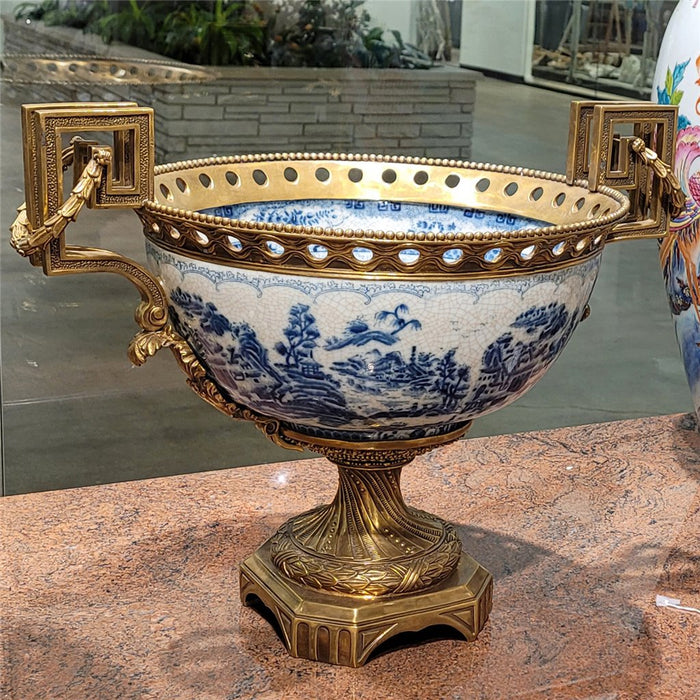 Lovecup Loving Cup Basin with Bronze Ormolu and Blue Willow L346 - 31558307381346