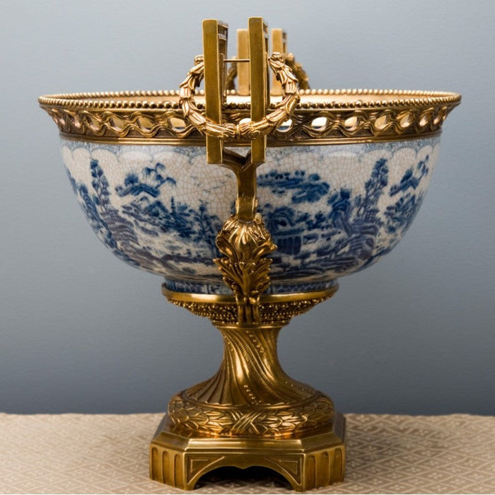 Lovecup Loving Cup Basin with Bronze Ormolu and Blue Willow L346 - 31558307381346