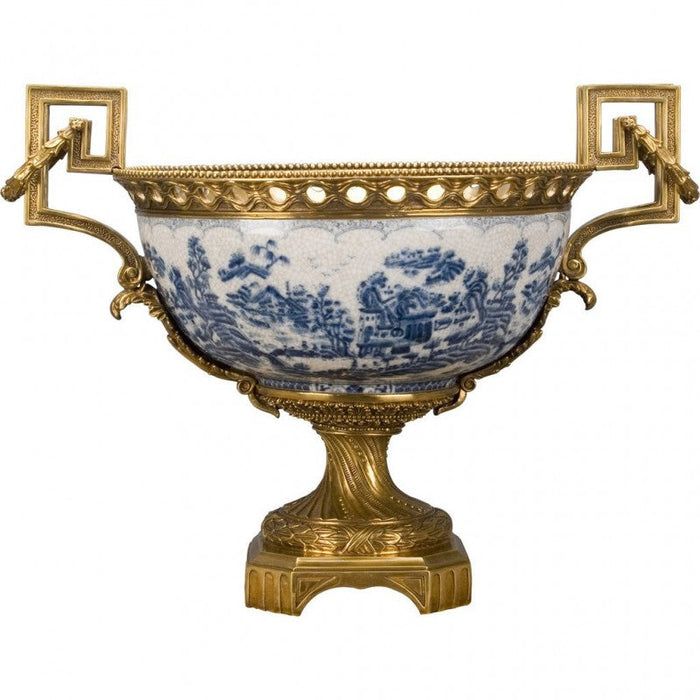 Lovecup Loving Cup Basin with Bronze Ormolu and Blue Willow L346 - 31558307381346