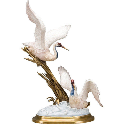 Lovecup Double Seagull Ceramic Figurine with Bronze L352 - 14594797437026