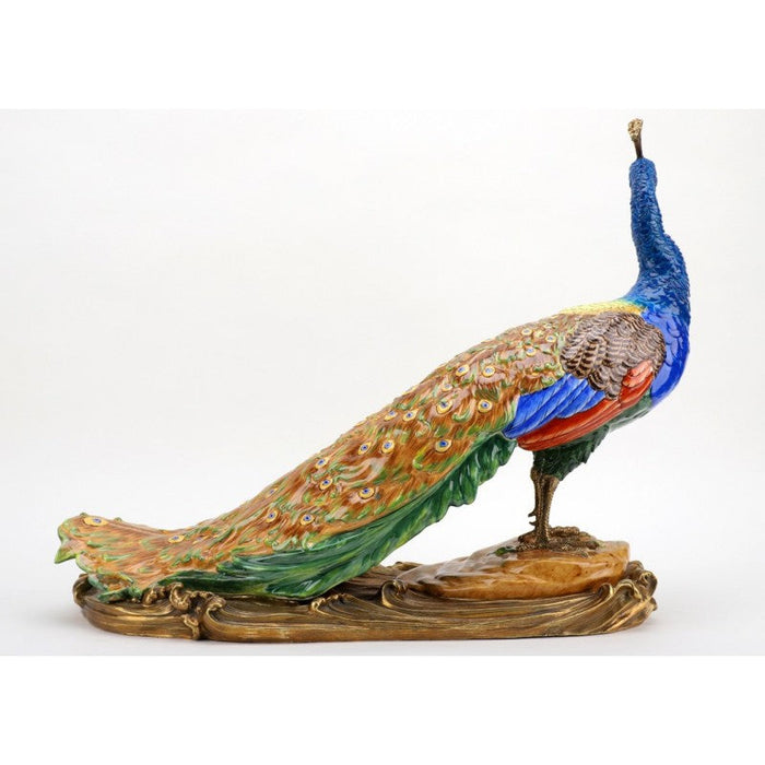 Lovecup Porcelain and Bronze Peacock Figurine L377 - 31558356828258