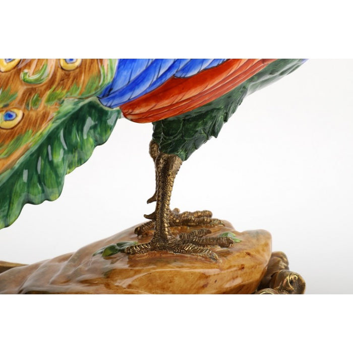 Lovecup Porcelain and Bronze Peacock Figurine L377 - 31558356828258