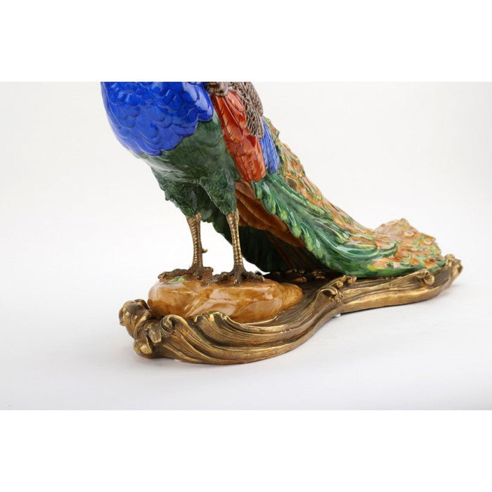 Lovecup Porcelain and Bronze Peacock Figurine L377 - 31558356828258