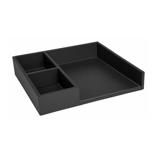 Hospitality 1 Source RPVDCMTL Deluxe Coffee Tray — Black Faux Leather Case Pack of 12 Pieces - RPVDCMTL