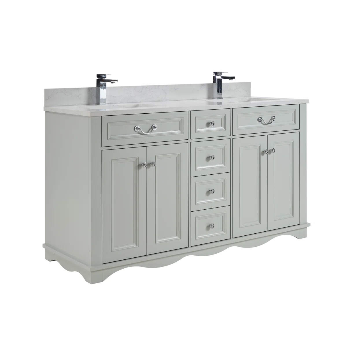 60" Solid Wood Sink Vanity With 1' Artificial Stone Top