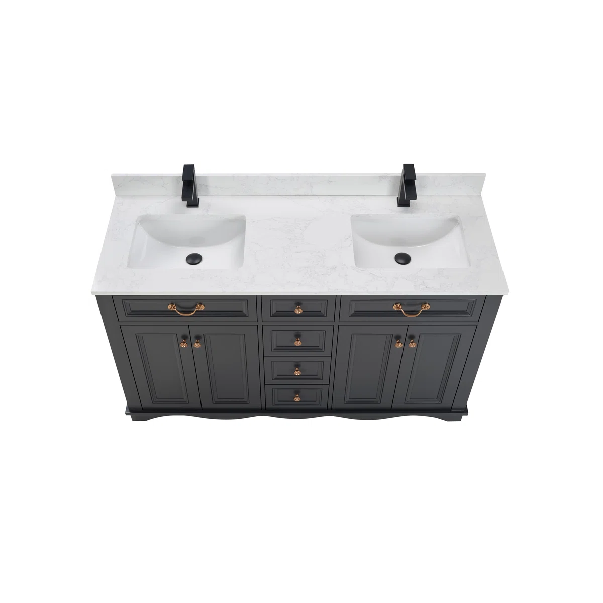 60" Solid Wood Sink Vanity With 1' Artificial Stone Top