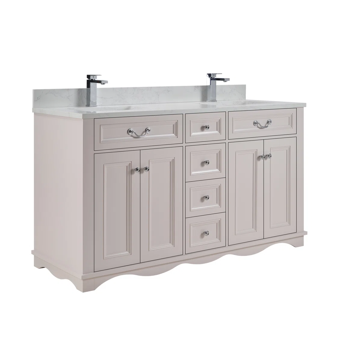 60" Solid Wood Sink Vanity With 1' Artificial Stone Top