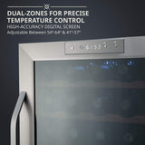 Ivation 33 Bottle Freestanding Wine Refrigerator, Dual Zone Wine Fridge with Lock, Stainless Steel