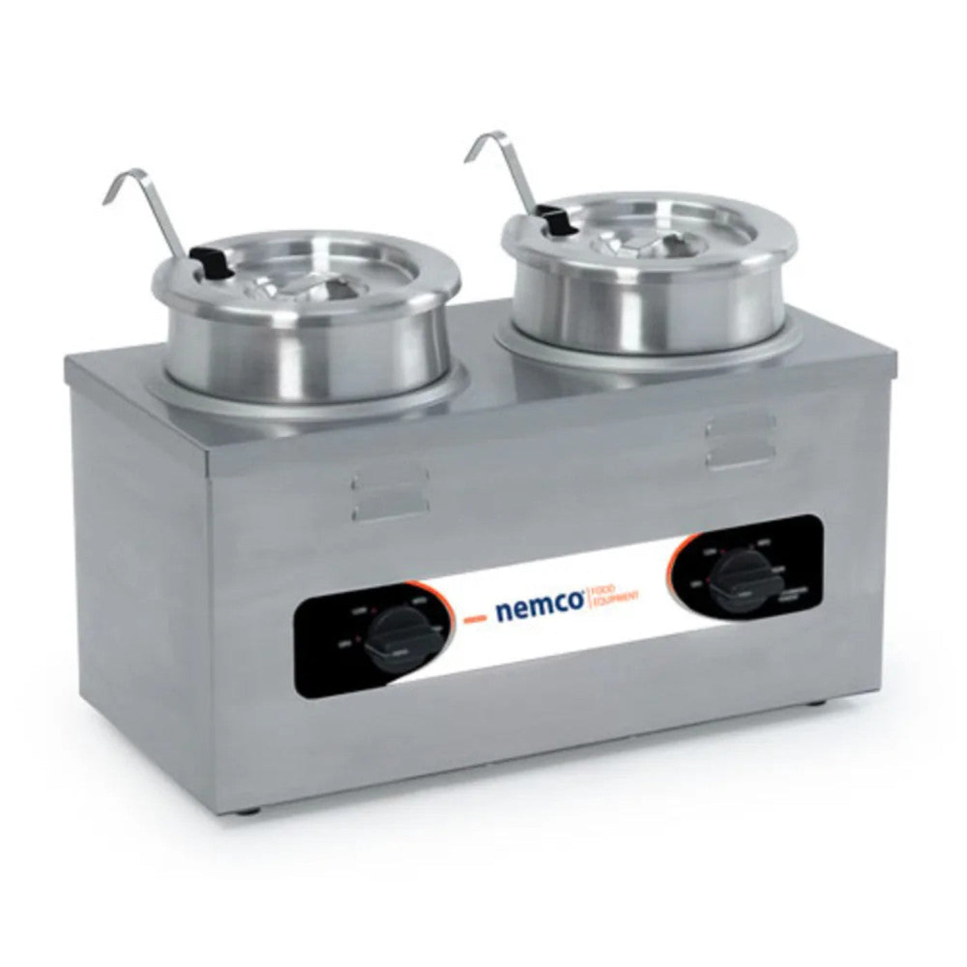 Nemco 6120A-ICL Twin Well Countertop Warmer with Insert, Cover and Ladle - NE6120AICL