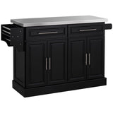 HomCom Rolling Kitchen Island with Storage, Portable Kitchen Cart with Stainless Steel Top - B071YMR7FJ-1