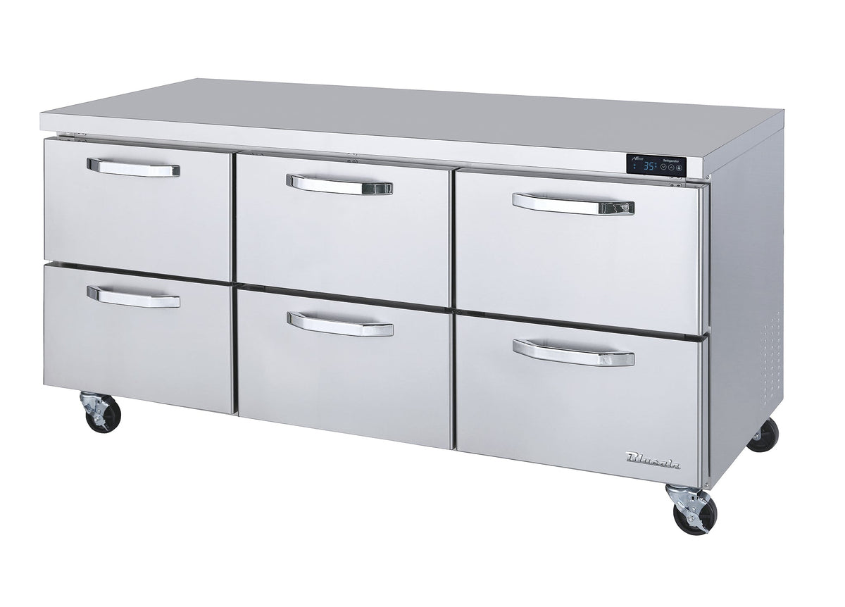 Blue Air BLUR72-D6-HC | 72" Wide 6 Drawer Undercounter Refrigerator - BLUR72-D6-HC