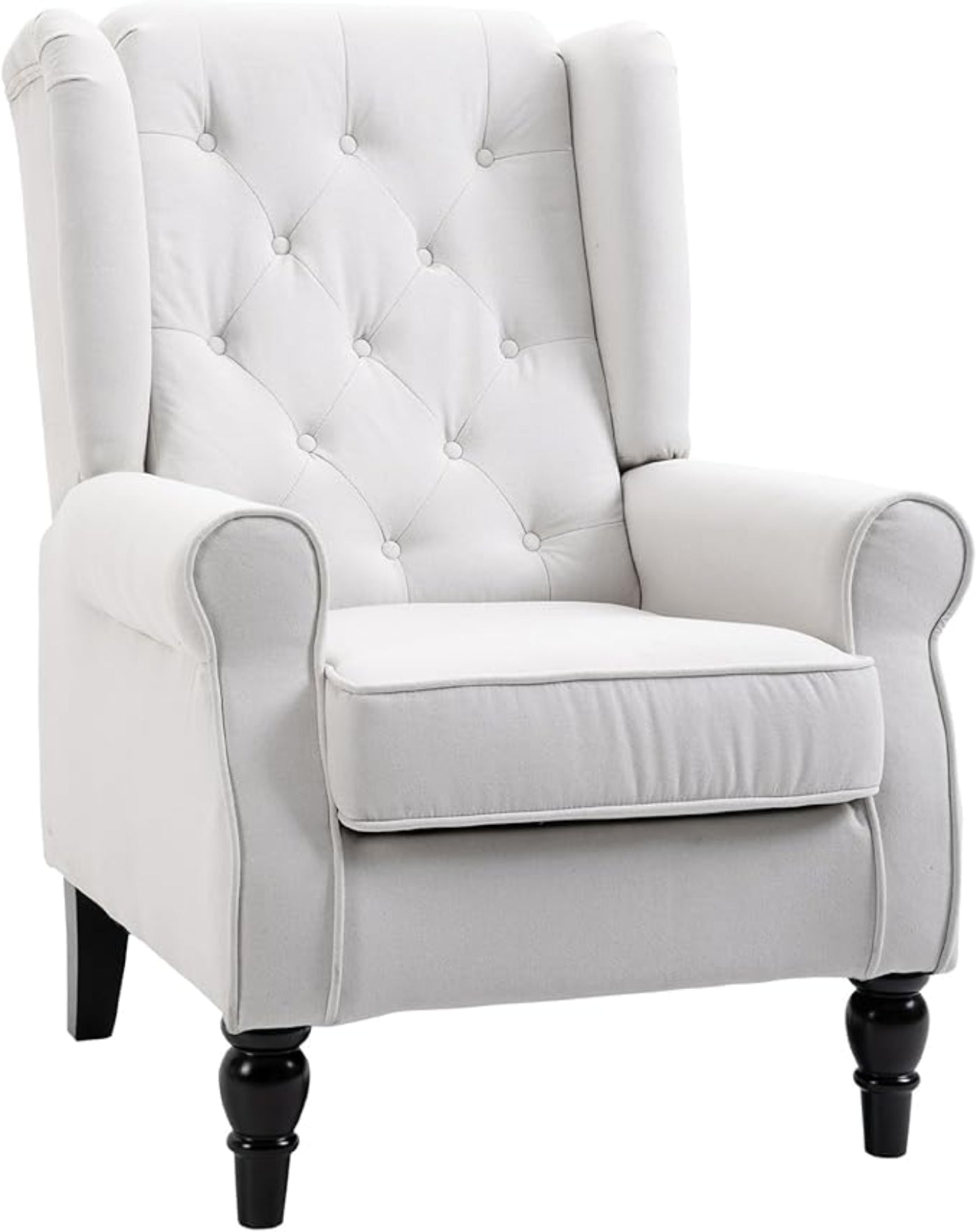 HomCom Button-Tufted Accent Chair with High Wingback, Rounded Cushioned Armrests and Thick Padded Seat, Blue - B07ZR3K7CL-1