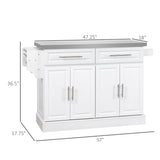 HomCom Rolling Kitchen Island with Storage, Portable Kitchen Cart with Stainless Steel Top - B072NZ5T92