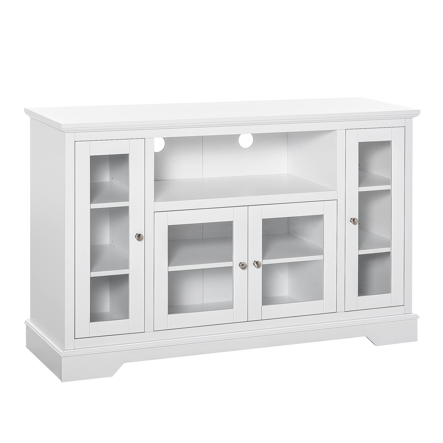 HomCom Sideboard Buffet Cabinet with Storage, Kitchen Cabinet Coffee Bar Cabinet with Glass Doors for Living Room, Kitchen, White - B08YN1ZYTJ