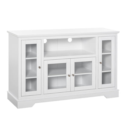 HomCom Sideboard Buffet Cabinet with Storage, Kitchen Cabinet Coffee Bar Cabinet with Glass Doors for Living Room, Kitchen, White - B08YN1ZYTJ