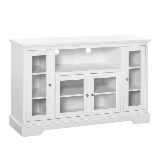 HomCom Sideboard Buffet Cabinet with Storage, Kitchen Cabinet Coffee Bar Cabinet with Glass Doors for Living Room, Kitchen, White - B08YN1ZYTJ
