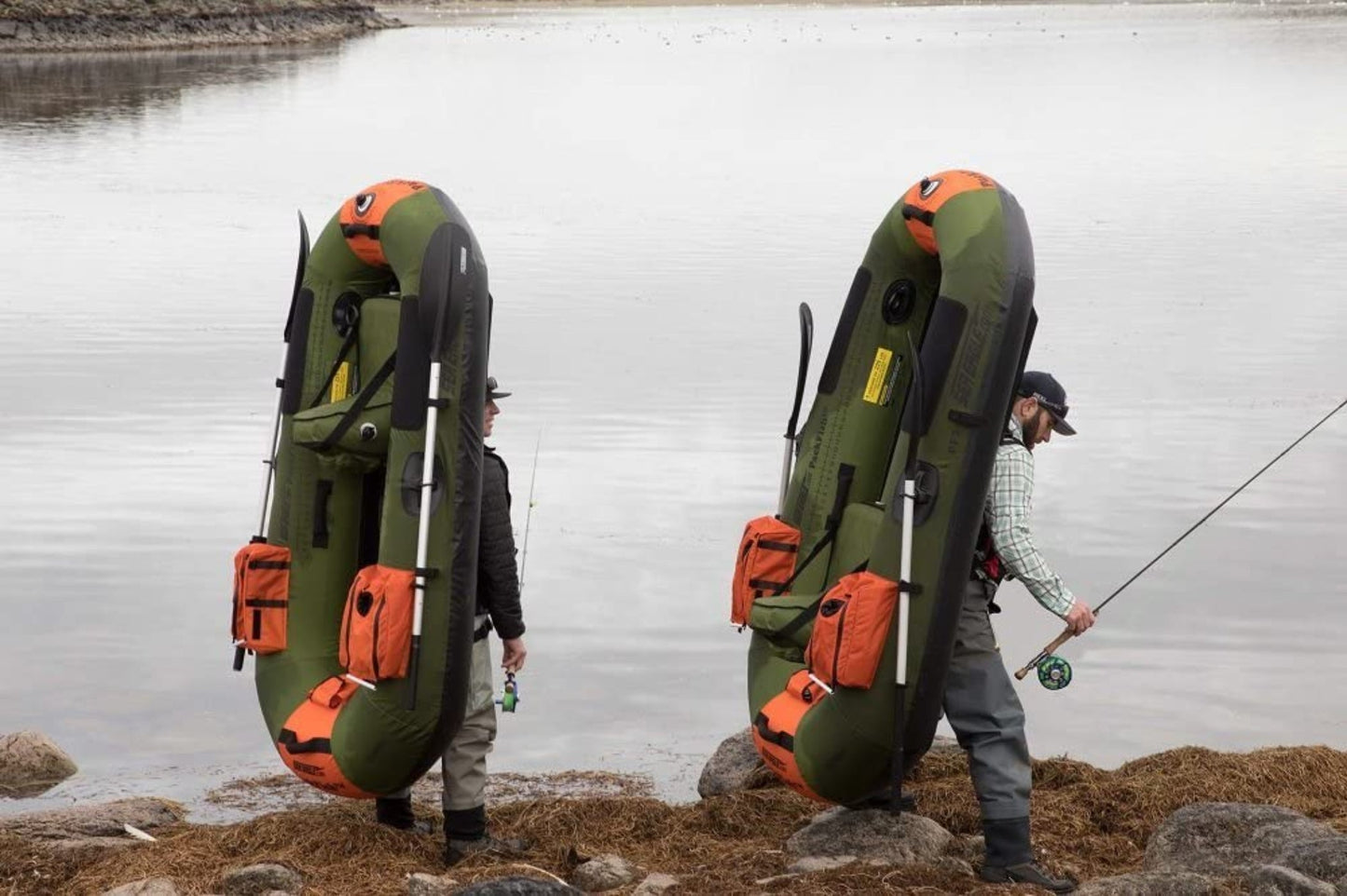 Sea Eagle PackFish 7 Inflatable Boat Pro Fishing Package Green Orange New - PF7K_P