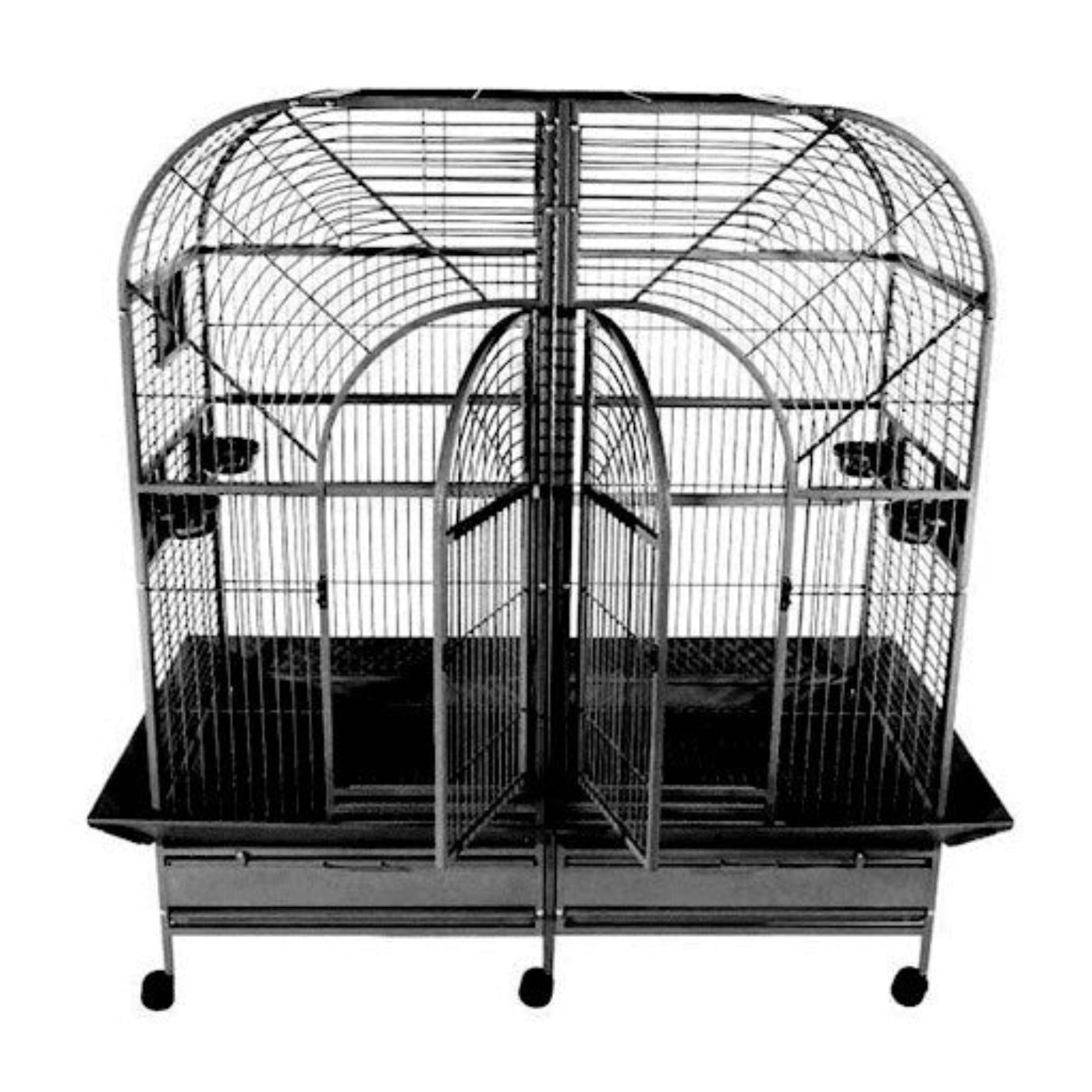 LeMond A&E 64"x32"x70" Double Macaw Cage with Removable Divider - 6432 Black