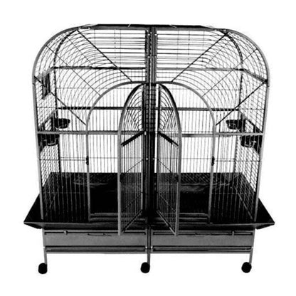 LeMond A&E 64"x32"x70" Double Macaw Cage with Removable Divider - 6432 Black