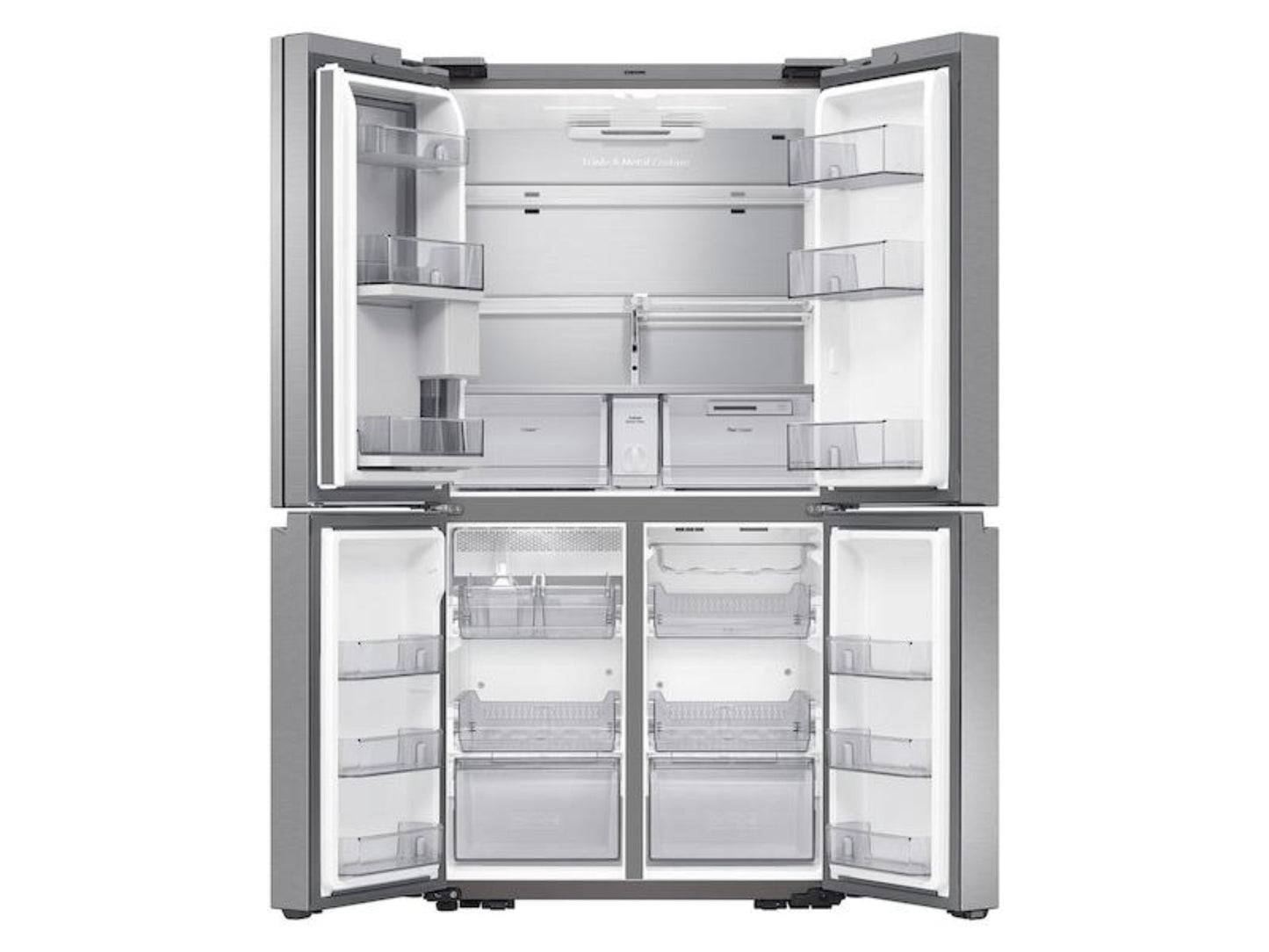 Samsung 23 cu. ft. Smart Counter Depth 4-Door Flex Refrigerator, Family Hub, Beverage Center, Dual Ice Maker - RF23A9771SR-KT