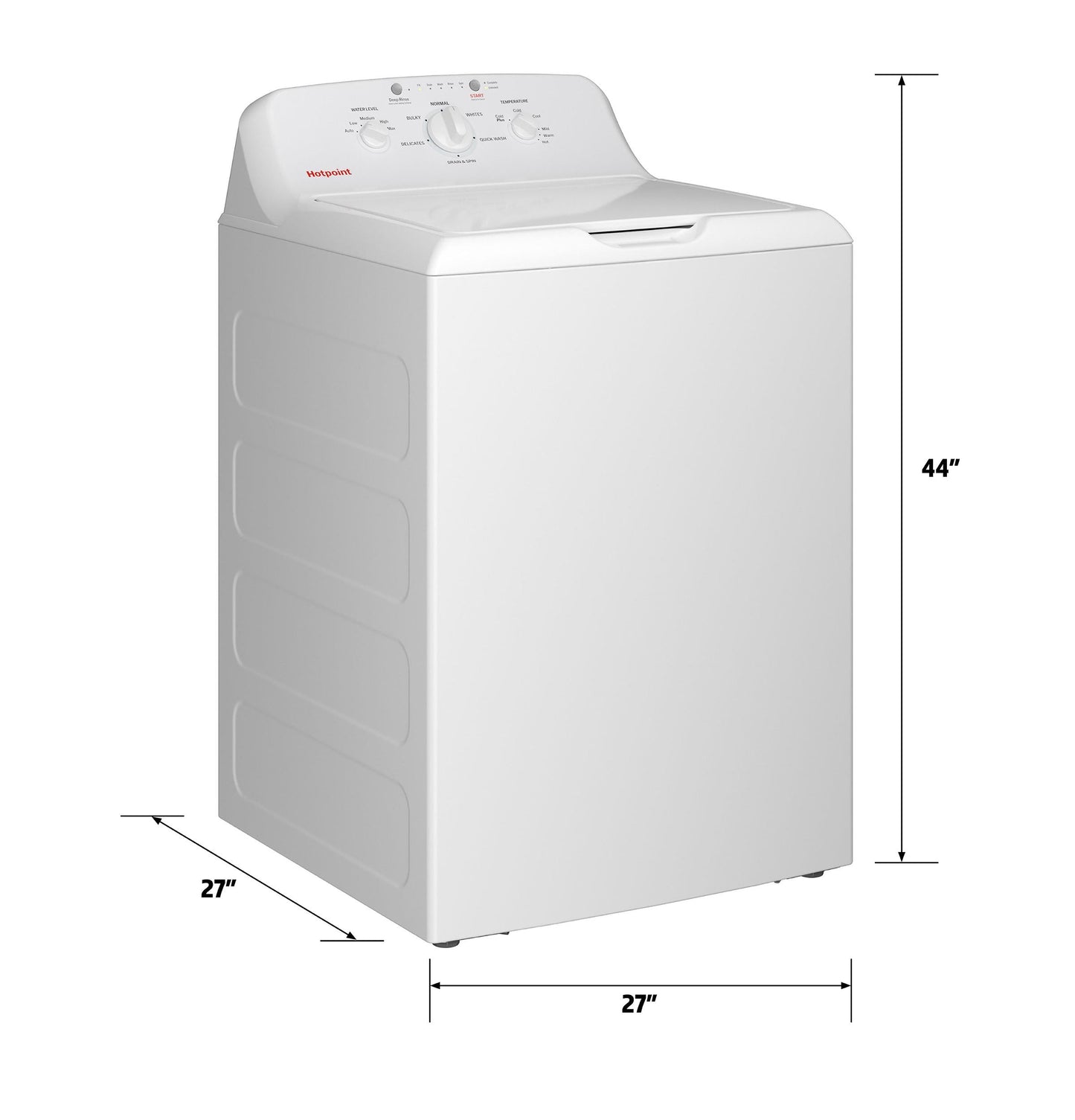 HOTPOINT 4.0 cu. ft. Capacity Washer with Stainless Steel Basket,Cold Plus and Water Level Control - HTW265ASWWW-KT