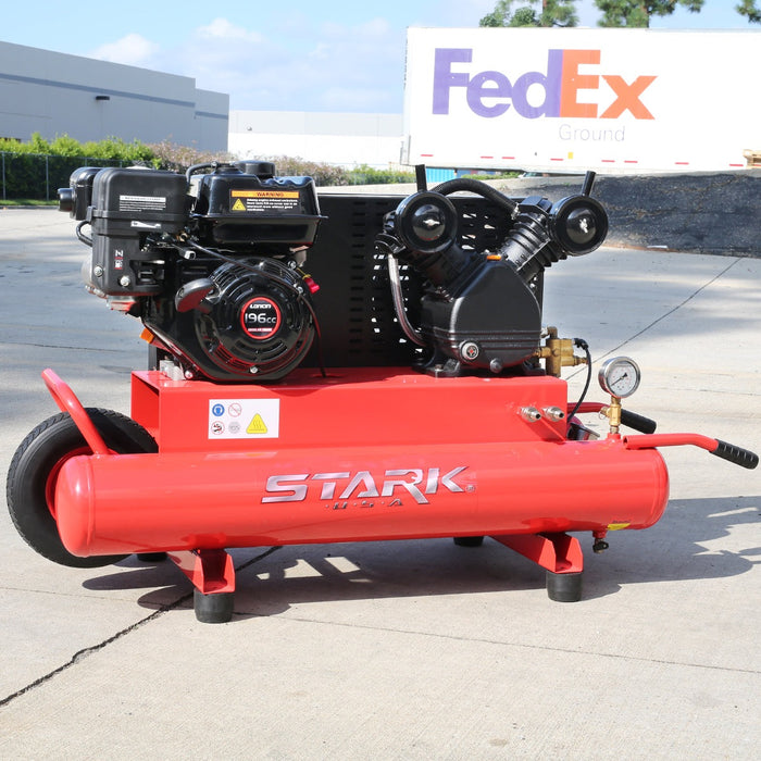 Stark USA 10 Gallons 6.5 HP Portable Gas-Powered Twin Stack Air Compressor Tank 65152