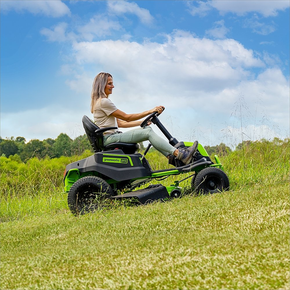 Greenworks 80V 42" Cordless Battery CrossoverT Riding Lawn Mower w/ Twelve (12) 4.0Ah Batteries and Three (3) Dual Port Turbo Chargers - 7409102