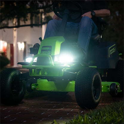 Greenworks 80V 42" Cordless Battery CrossoverT Riding Lawn Mower w/ Twelve (12) 4.0Ah Batteries and Three (3) Dual Port Turbo Chargers - 7409102