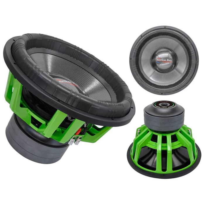 American Bass Godzilla Green/Black 18" Dual 1 Ohm 12000W Peak Sub GODZILLA-18-D1