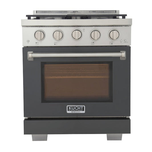 Kucht Professional 30" 4.2 cu. ft. Propane Gas Range in Cement Gray with True Simmer Burners, KFX3000X/LP-GY - KFX3000X/LP-GY