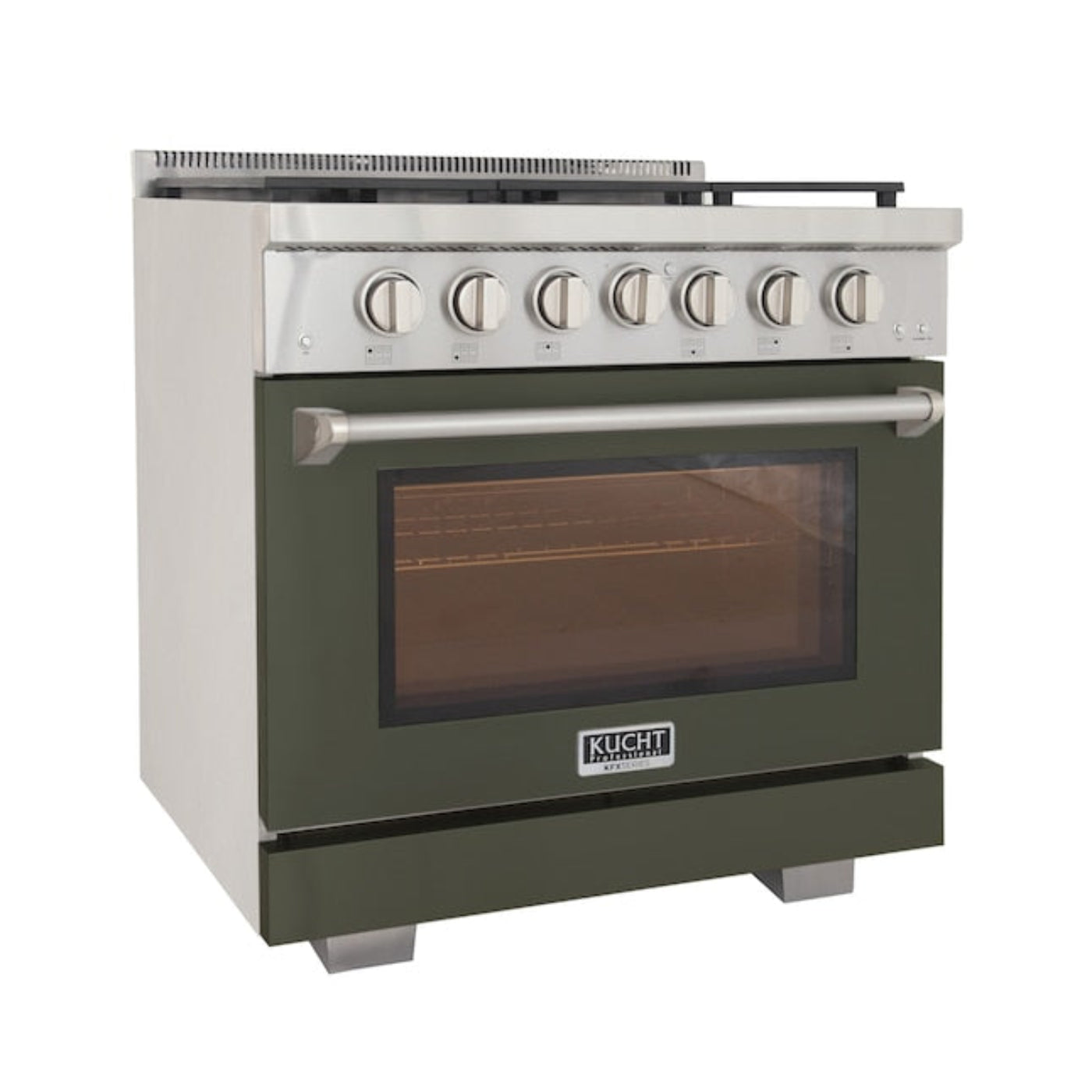 Kucht Professional 36" 5.2 cu. ft. Propane Gas Range in Olive Green with True Simmer Burners, KFX3600X/LP-G - KFX3600X/LP-G