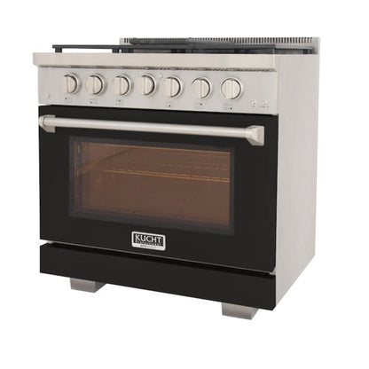 Kucht Professional 36" 5.2 cu. ft. Propane Gas Range in Black with True Simmer Burners, KFX3600X/LP-BK - KFX3600X/LP-BK