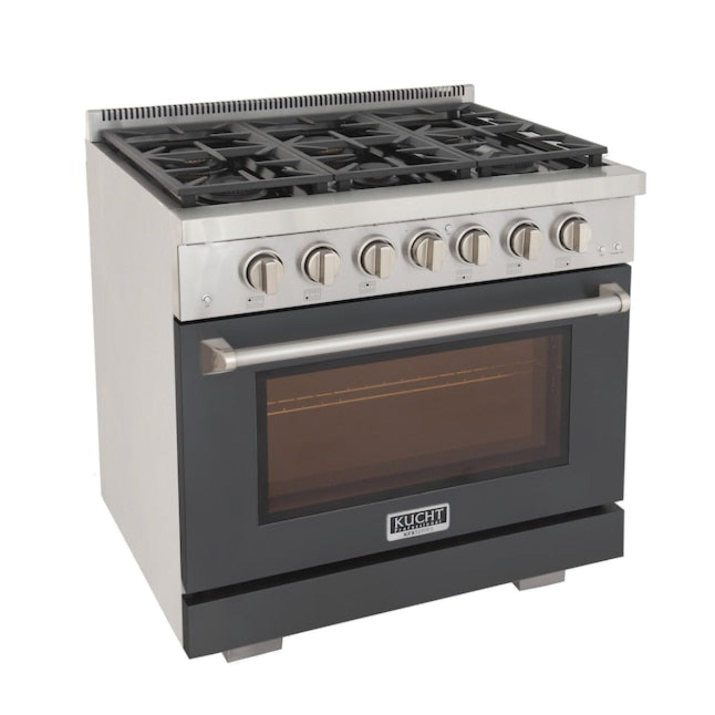 Kucht Professional 36" 5.2 cu. ft. Propane Gas Range in Cement Gray with True Simmer Burners, KFX3600X/LP-GY - KFX3600X/LP-GY