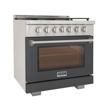 Kucht Professional 36" 5.2 cu. ft. Natural Gas Range in Cement Gray with True Simmer Burners, KFX3600X-GY - KFX3600X-GY