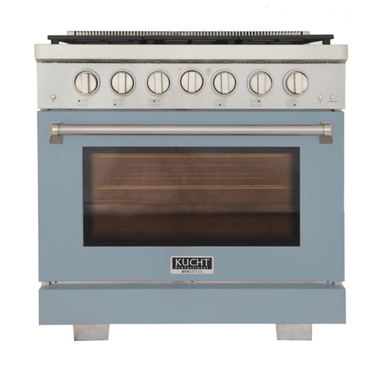 Kucht Professional 36" 5.2 cu. ft. Propane Gas Range in Light Blue with True Simmer Burner -  KFX3600X/LP-LB