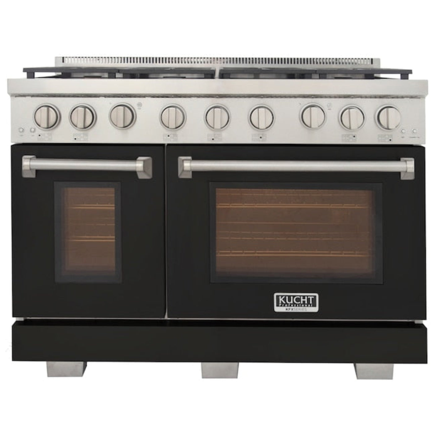 Kucht Professional 48" 6.7 cu. ft. Propane Gas Range in Black with Silver Accents, KFX480/LP-BK - KFX480/LP-BK