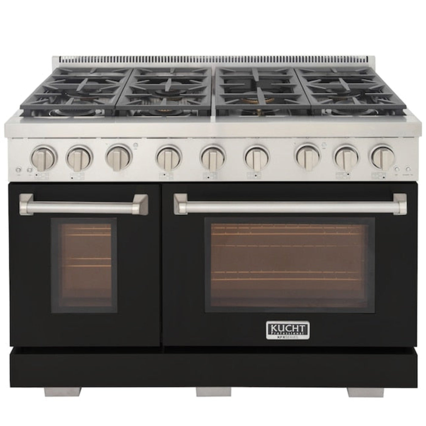 Kucht Professional 48" 6.7 cu. ft. Propane Gas Range in Black with Silver Accents, KFX480/LP-BK - KFX480/LP-BK