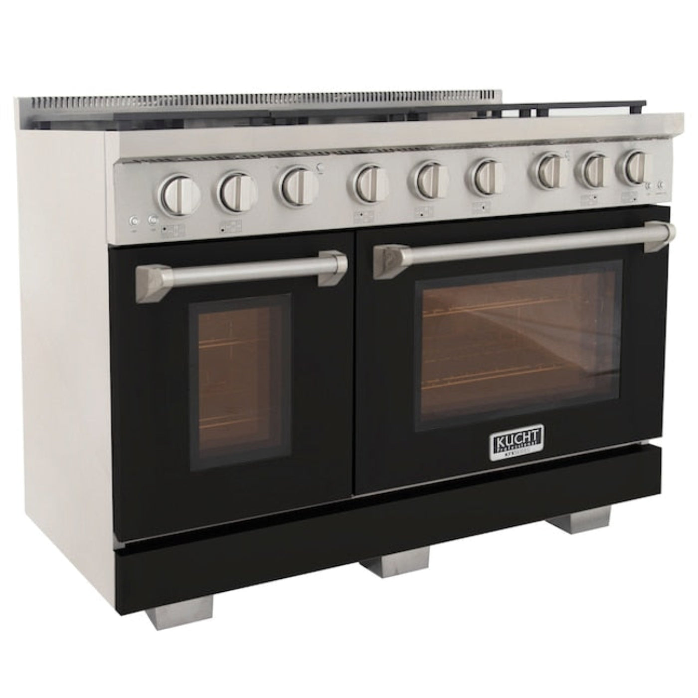 Kucht Professional 48" 6.7 cu. ft. Propane Gas Range in Black with Silver Accents, KFX480/LP-BK - KFX480/LP-BK