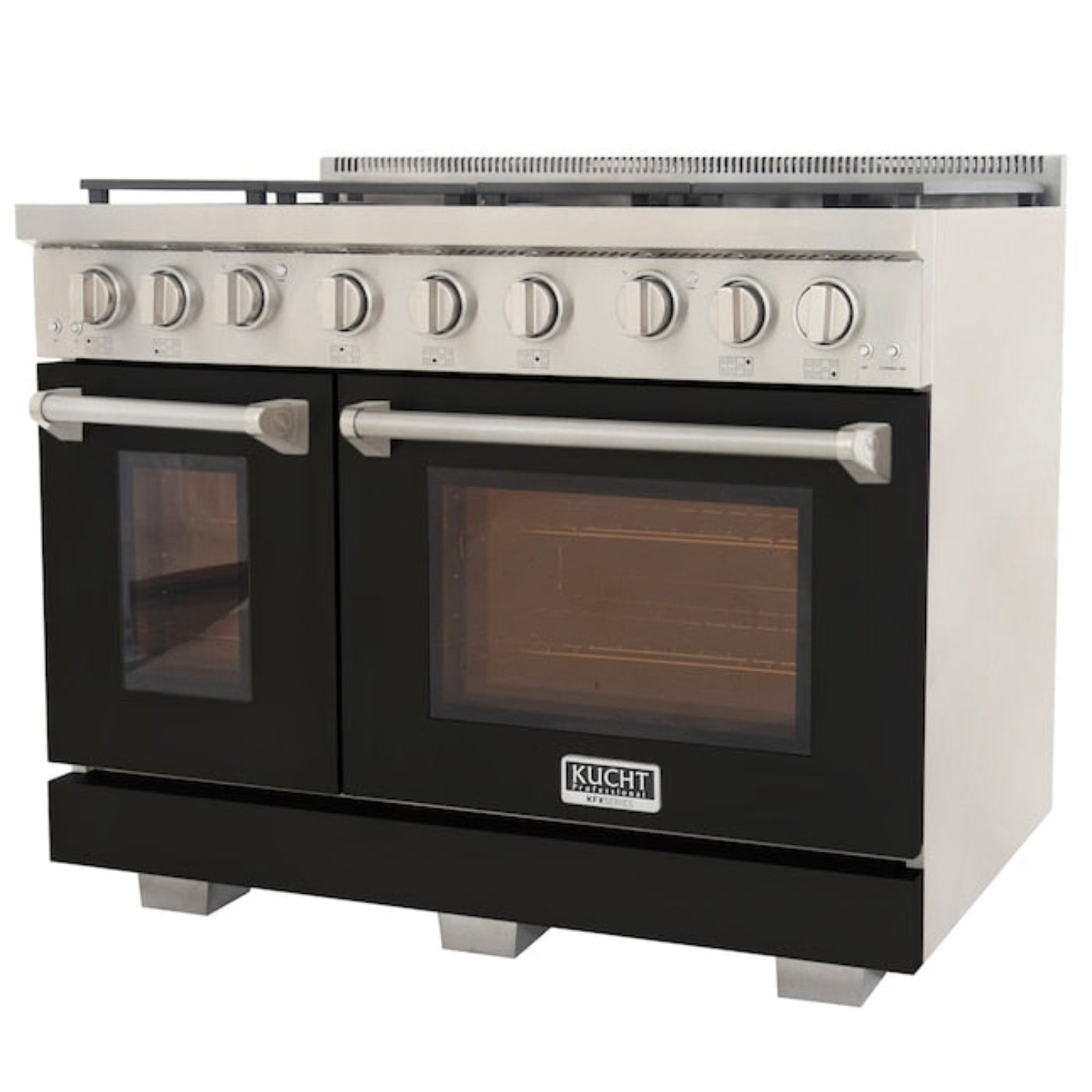 Kucht Professional 48" 6.7 cu. ft. Propane Gas Range in Black with Silver Accents, KFX480/LP-BK - KFX480/LP-BK